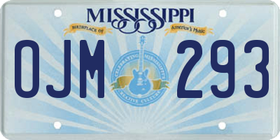 MS license plate OJM293