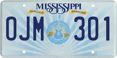 MS license plate OJM301