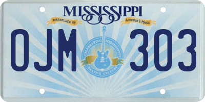 MS license plate OJM303
