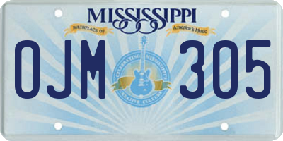 MS license plate OJM305