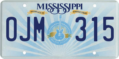 MS license plate OJM315