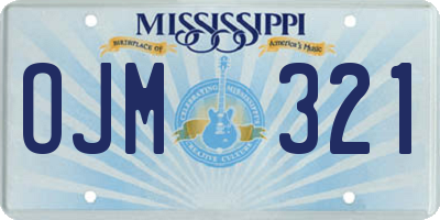 MS license plate OJM321