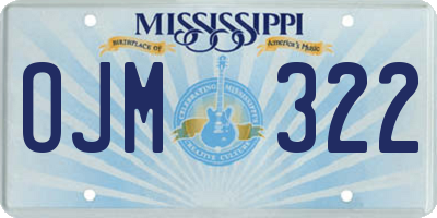 MS license plate OJM322
