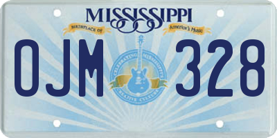 MS license plate OJM328