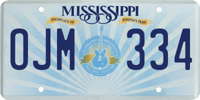 MS license plate OJM334