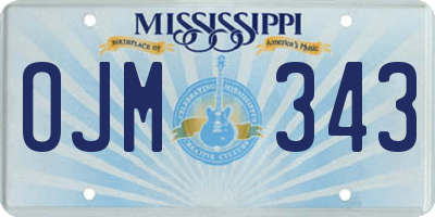 MS license plate OJM343