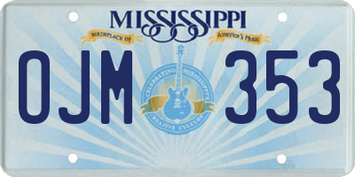 MS license plate OJM353