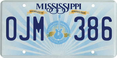 MS license plate OJM386
