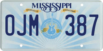 MS license plate OJM387