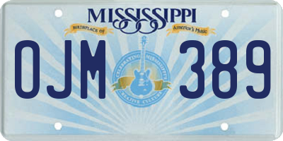 MS license plate OJM389