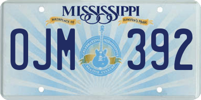 MS license plate OJM392