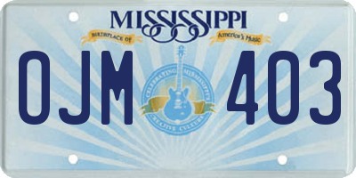 MS license plate OJM403