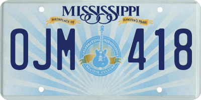 MS license plate OJM418