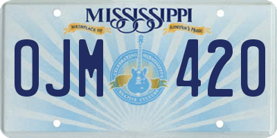 MS license plate OJM420