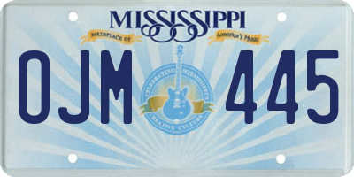 MS license plate OJM445