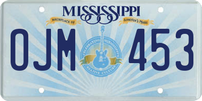 MS license plate OJM453