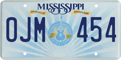 MS license plate OJM454