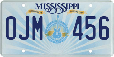 MS license plate OJM456