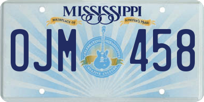 MS license plate OJM458