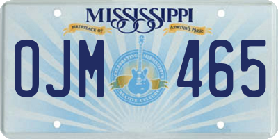 MS license plate OJM465