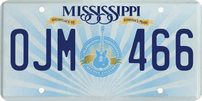 MS license plate OJM466