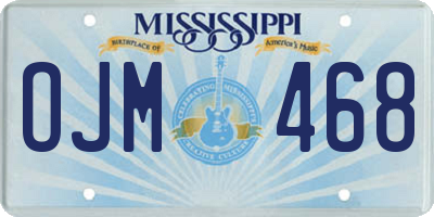 MS license plate OJM468
