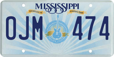 MS license plate OJM474