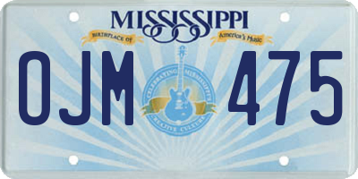 MS license plate OJM475
