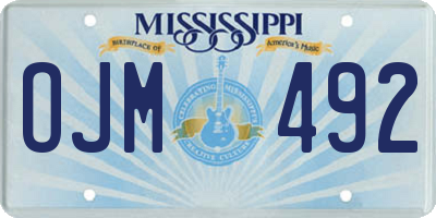 MS license plate OJM492