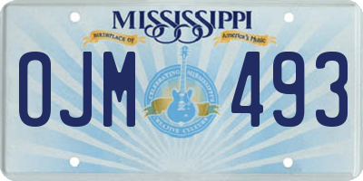 MS license plate OJM493