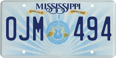 MS license plate OJM494
