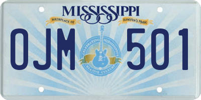 MS license plate OJM501