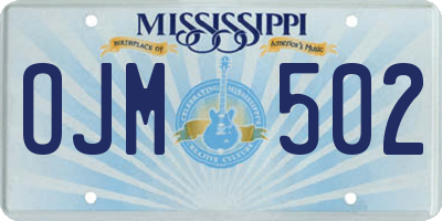 MS license plate OJM502