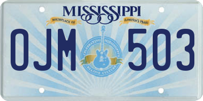 MS license plate OJM503