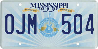 MS license plate OJM504