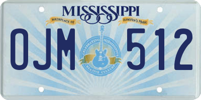 MS license plate OJM512