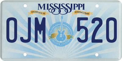 MS license plate OJM520