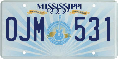 MS license plate OJM531