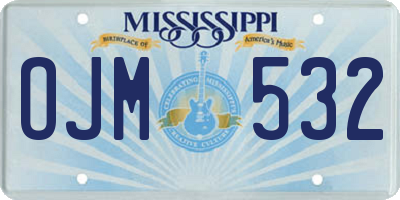 MS license plate OJM532