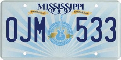 MS license plate OJM533