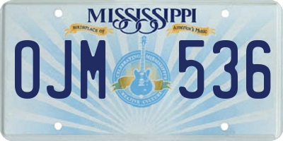 MS license plate OJM536