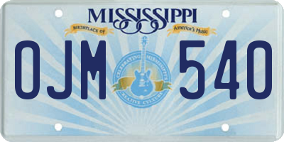 MS license plate OJM540