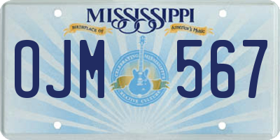MS license plate OJM567