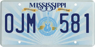 MS license plate OJM581