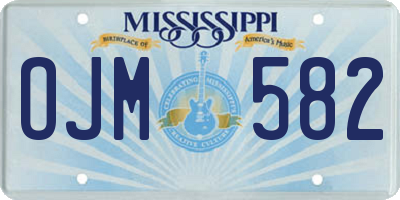 MS license plate OJM582