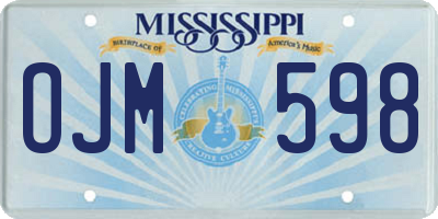 MS license plate OJM598