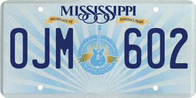 MS license plate OJM602