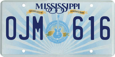 MS license plate OJM616