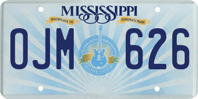 MS license plate OJM626