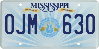 MS license plate OJM630